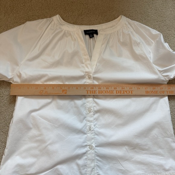 NWOT Evereve Women M Top Blouse White Puff Sleeve Boho Peasant Cotton Cottage - Picture 10 of 10